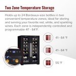 Dual-Zone 24-Bottle Wine Cooler with Glass Doors