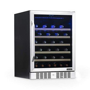 Compact 52-Bottle Wine Cooler in Black/Steel