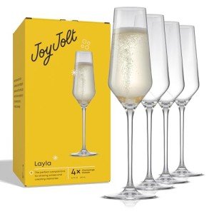 Layla Collection Crystal Champagne Glasses - Set of 4