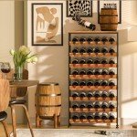 Freestanding 48-Bottle Wood Top Wine Rack