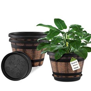 Whiskey Barrel Plant Pots - Set of 3