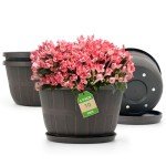 Imitation Wine Barrel Planter Pots - 4 Pack