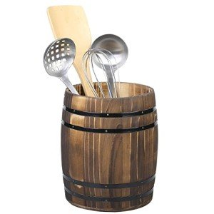 Vintage Wine Barrel Utensil Holder Crock