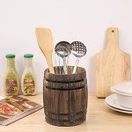Vintage Wine Barrel Utensil Holder Crock