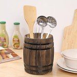 Vintage Wine Barrel Utensil Holder Crock