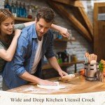 Wine Barrel Design Utensil Crock with Lid