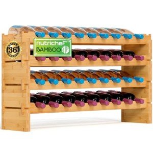 Bamboo Wine Rack for 36 Bottles, Stackable