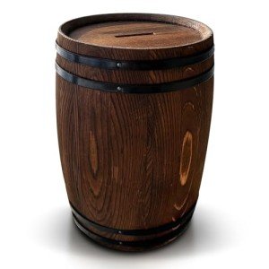 Rustic Wine Barrel Piggy Bank with Lock and Key