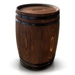 Rustic Wine Barrel Piggy Bank with Lock and Key