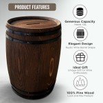 Rustic Wine Barrel Piggy Bank with Lock and Key