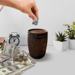 Rustic Wine Barrel Piggy Bank with Lock and Key