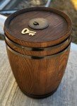 Rustic Wine Barrel Piggy Bank with Lock and Key
