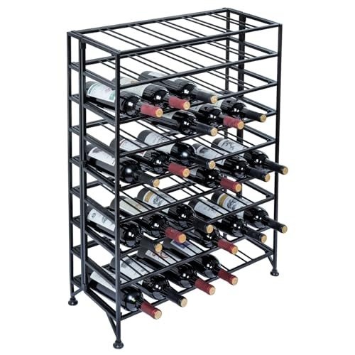 Deluxe Foldable Black Metal Wine Rack for 54 Bottles