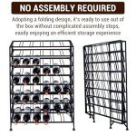 Deluxe Foldable Black Metal Wine Rack for 54 Bottles