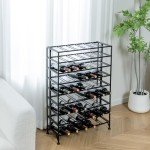 Deluxe Foldable Black Metal Wine Rack for 54 Bottles