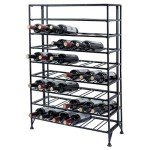 Deluxe Foldable Black Metal Wine Rack for 54 Bottles