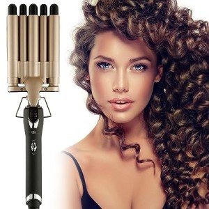 Champagne Curling Iron Wand - Fast Heating & Adjustable