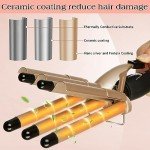 Champagne Curling Iron Wand - Fast Heating & Adjustable