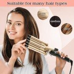 Champagne Curling Iron Wand - Fast Heating & Adjustable