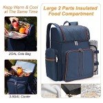 Insulated Picnic Backpack with Wine Pouch Set