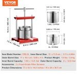 VEVOR Manual Fruit Wine Press - 2L Capacity