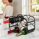 Modern Black Wine Rack for 6 Bottles