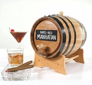 Oak Aging Barrel Dispenser with Chalkboard Front