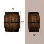 Antique Wood Wine Barrel Wall Sconce Set