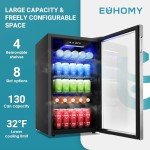 130 Can Mini Beverage Fridge with Glass Door