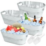 Large Galvanized Ice Bucket Set for Parties