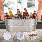 Large Galvanized Ice Bucket Set for Parties