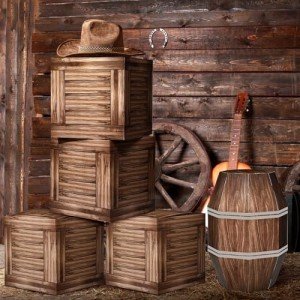 Cowboy Themed Wine Barrel Party Decoration Set