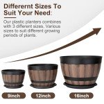 8 Pack Wine Barrel Design Plant Pots with Saucers