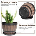 8 Pack Wine Barrel Design Plant Pots with Saucers