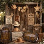 Western Cowboy Wine Barrel Party Decor Set