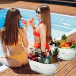 Large Galvanized Ice Bucket Set for Drinks