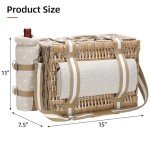 Wine Picnic Basket for Two with Cooler and Blanket
