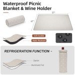 Wine Picnic Basket for Two with Cooler and Blanket