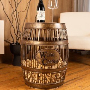 Wine Barrel Cork Catcher Accent Table - Large