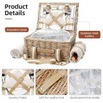 Wine Picnic Basket for Two with Cooler and Blanket