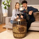 Wine Barrel Cork Catcher Accent Table - Large
