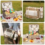 Wine Picnic Basket for Two with Cooler and Blanket