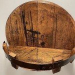 Vintage Round Wine Shelf with Bourbon Barrel Design