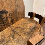 Vintage Round Wine Shelf with Bourbon Barrel Design