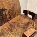 Vintage Round Wine Shelf with Bourbon Barrel Design