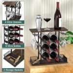 3-Tier Wooden Metal Wine Rack for 6 Bottles