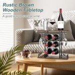 3-Tier Wooden Metal Wine Rack for 6 Bottles