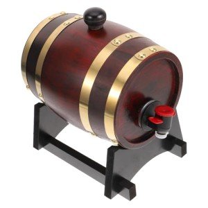 Vintage Oak Wine Barrel Set & Decanter