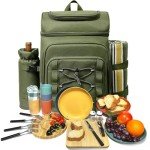 Wine Picnic Backpack for 4 with Blanket