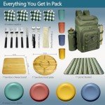 Wine Picnic Backpack for 4 with Blanket